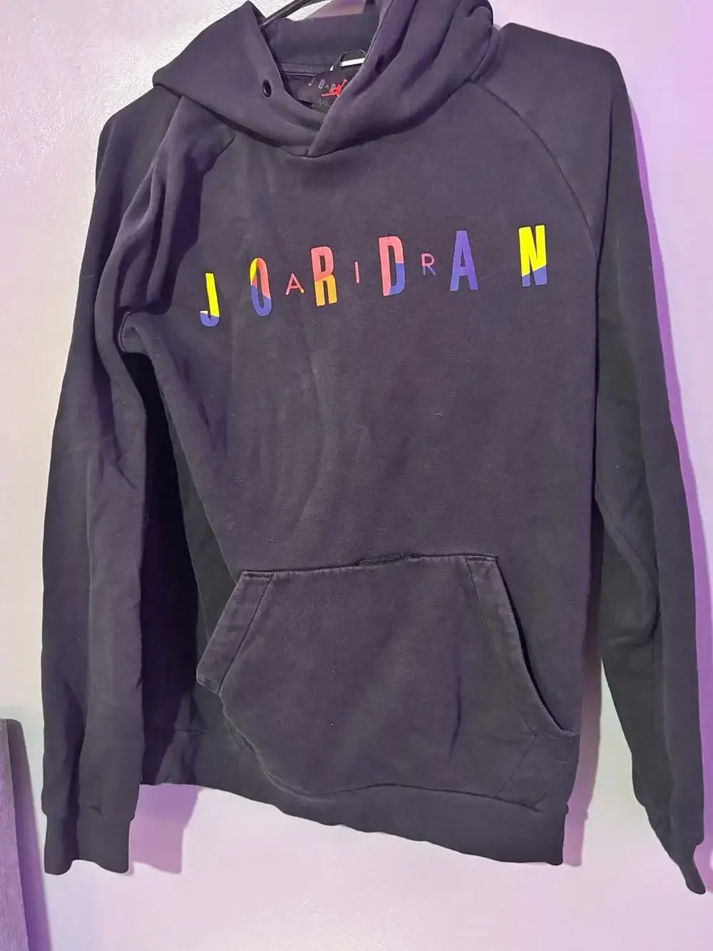 Air Jordan Multicolor Logo Graphic Pullover Hoodie Small Mens